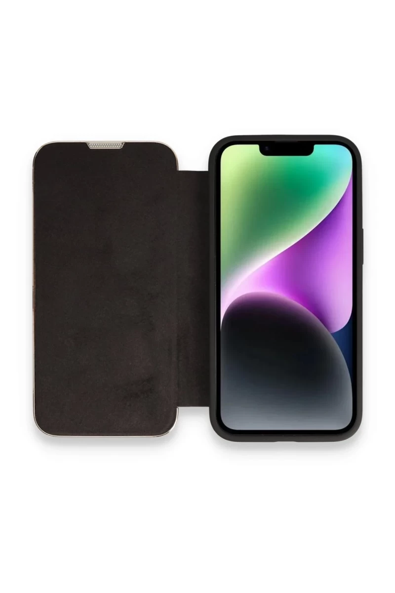 Apple iPhone 13 Pro Uyumlu Kılıf Dolpin Kapaklı - Siyah
