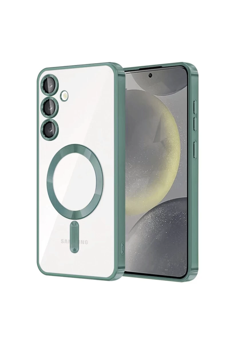 Samsung Galaxy S24 Uyumlu Kılıf Kross Magneticsafe Kapak - Koyu Yeşil