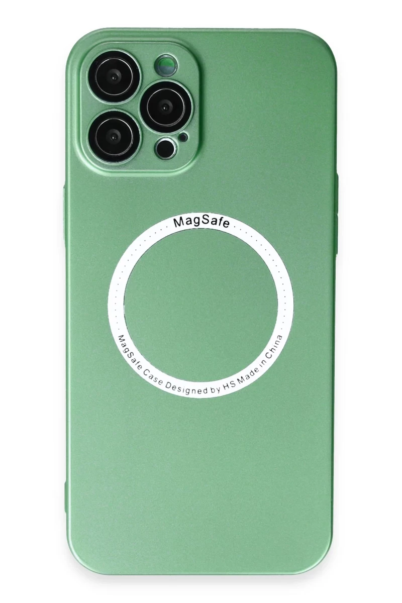 Apple iPhone 12 Pro Uyumlu Kılıf Jack Magneticsafe Lens Silikon - Yeşil