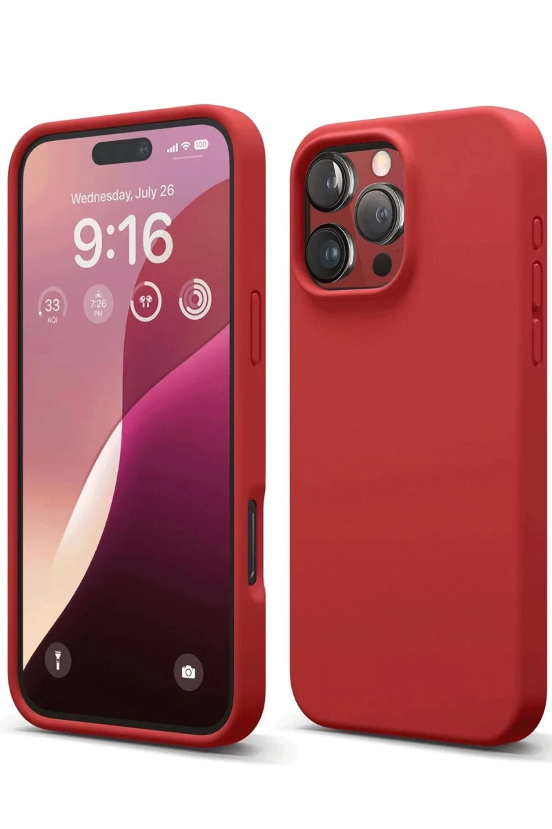 Apple iPhone 16 Pro Max Uyumlu Kılıf First Silikon - Kırmızı