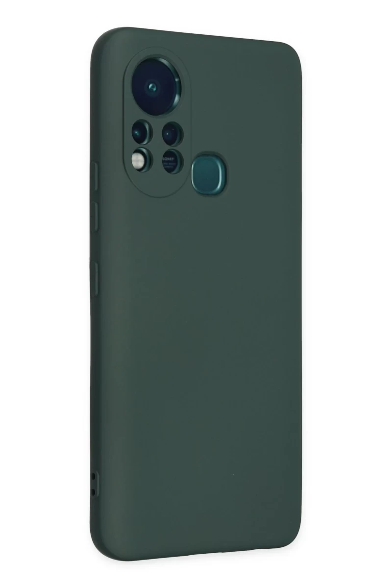 İnfinix Hot 11s Uyumlu Kılıf Nano içi Kadife Silikon - Koyu Yeşil