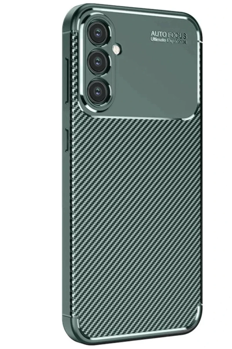 Samsung Galaxy S25 Uyumlu Kılıf Auto Focus Karbon Kapak - Koyu Yeşil
