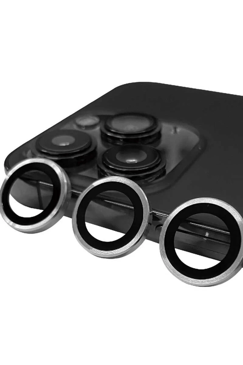 Apple iPhone 15 Pro Uyumlu Raze Metal Kamera Lens - Gümüş