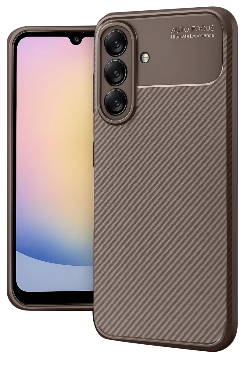 Samsung Galaxy A17 5G Uyumlu Auto Focus Karbon Kapak - Kahverengi