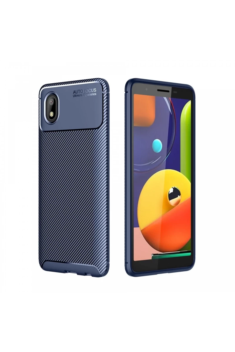 Samsung Galaxy A01 Core Uyumlu Kılıf Auto Focus Karbon Kapak - Lacivert