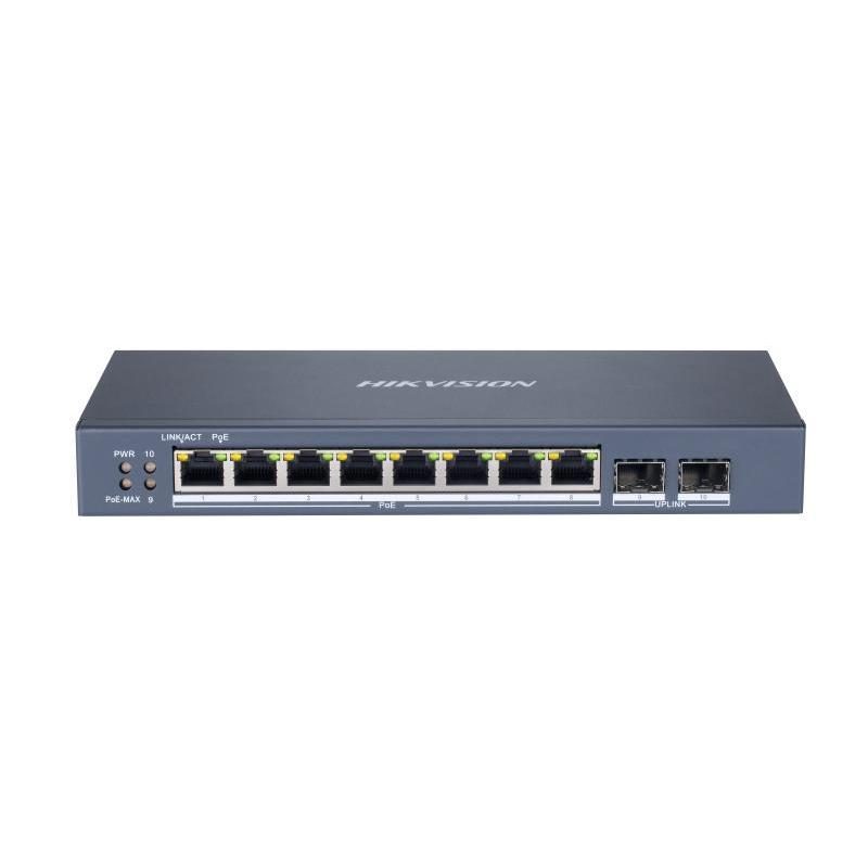 HIKVISION DS-3E1510P-SI 8 PORT GIGABIT+2 PORT GIGABIT SFP UPLINK 110W 300 METRE POE L2 SMART YÖNETİLEBİLİR SWITCH