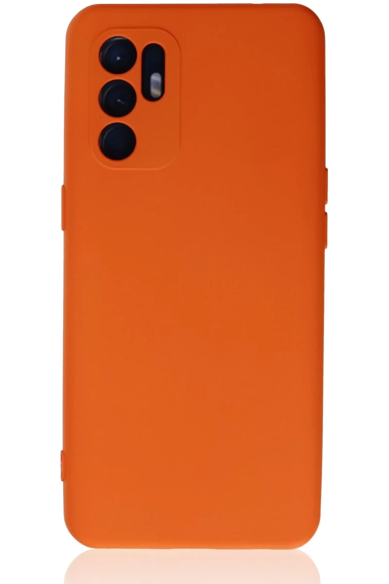 Oppo Reno 6 Uyumlu Kılıf Nano içi Kadife Silikon - Turuncu