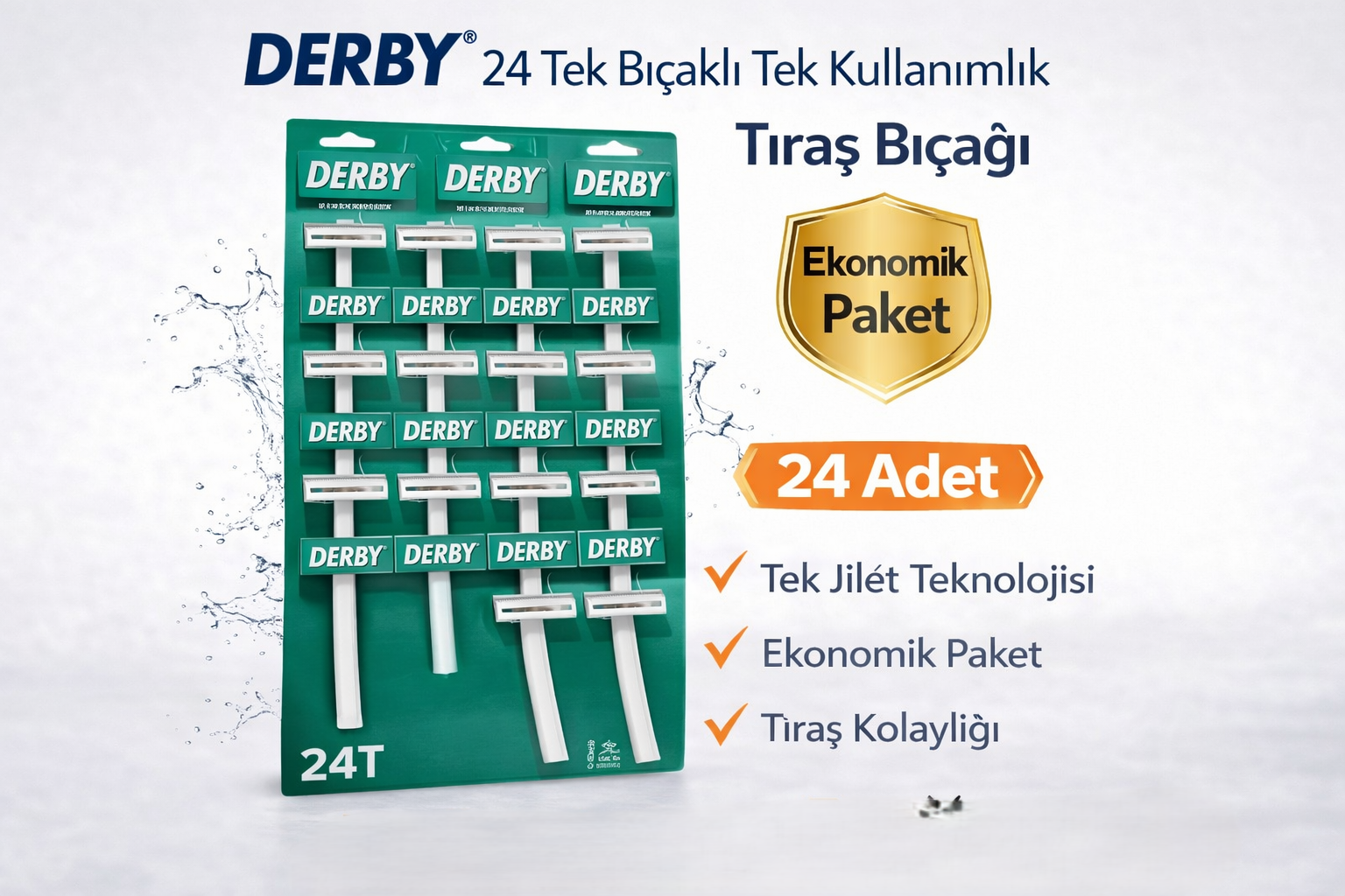 Derby Tek Bıçaklı Tıraş Bıçağı Paket Seçenekleri 24 ADET