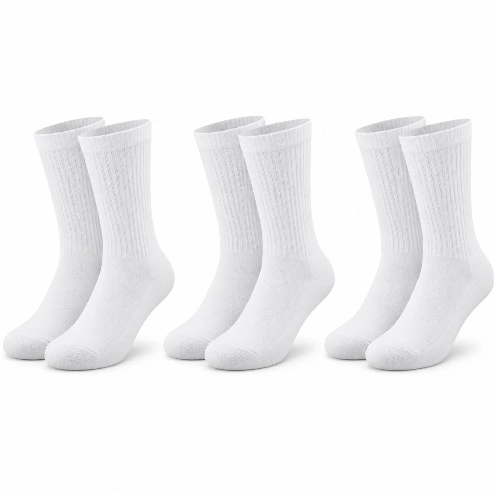 Unisex Beyaz Soket Çorap 3'lü Set %80 Pamuk Dikişsiz Burun Takviyeli Esnek Günlük Spor Çorabı Konfor
