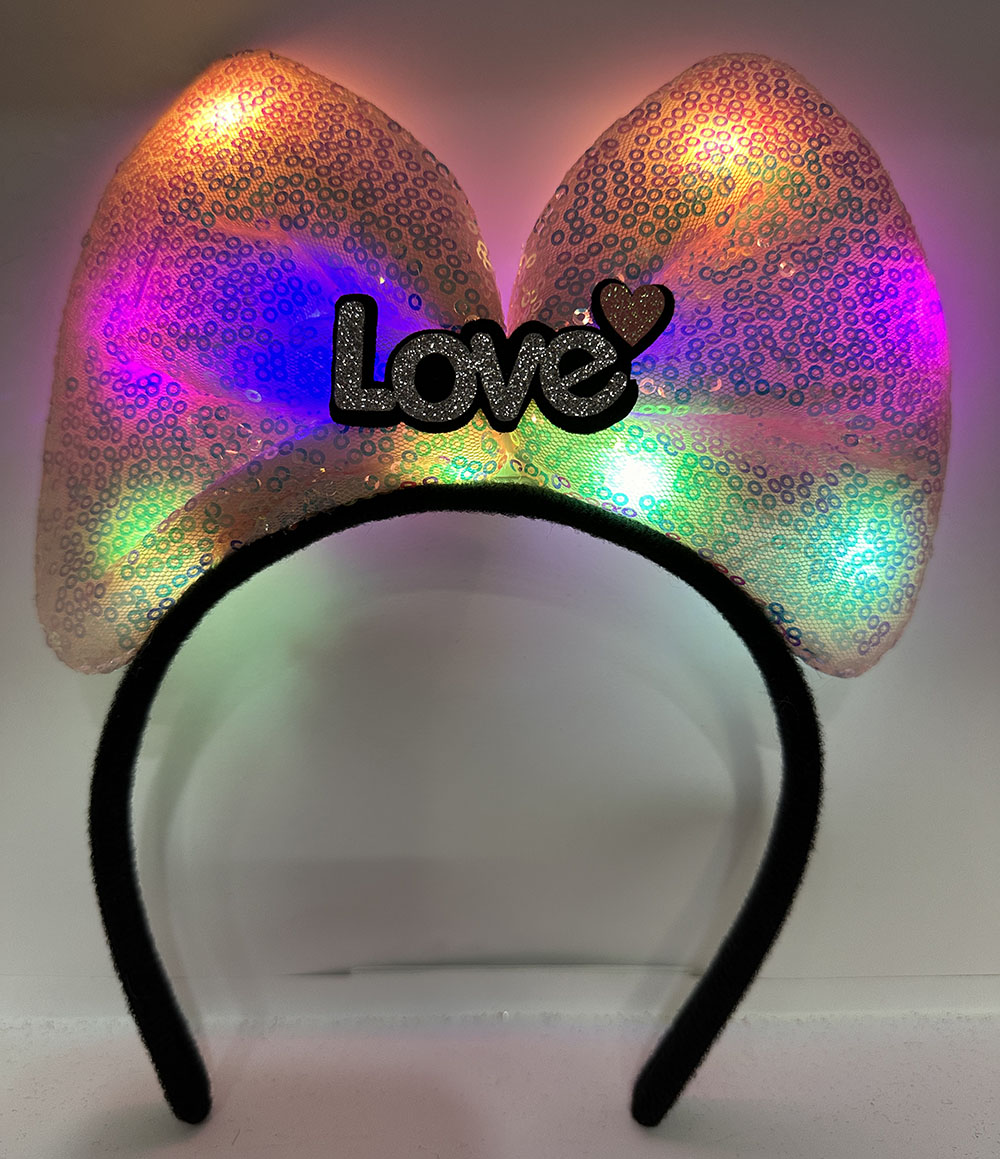 LED Işıklı Love Yazılı Pembe Fiyonk Taç ? Kız Çocuk Parti Tacı