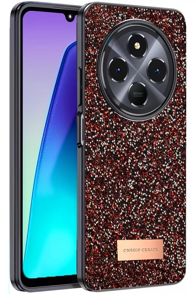 Onegif Xiaomi Redmi 14C Uyumlu Bright Simli Kapak - Derin Mor