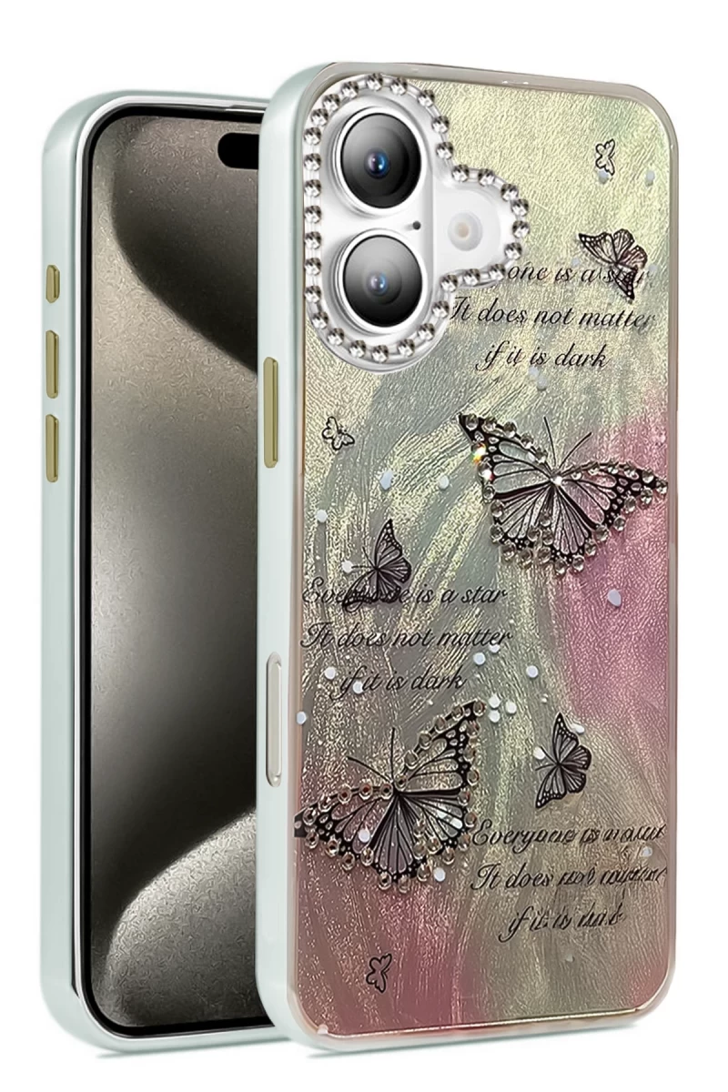 Apple iPhone 16 Uyumlu Kılıf Blade Aynalı Desenli Kapak - Desen 6