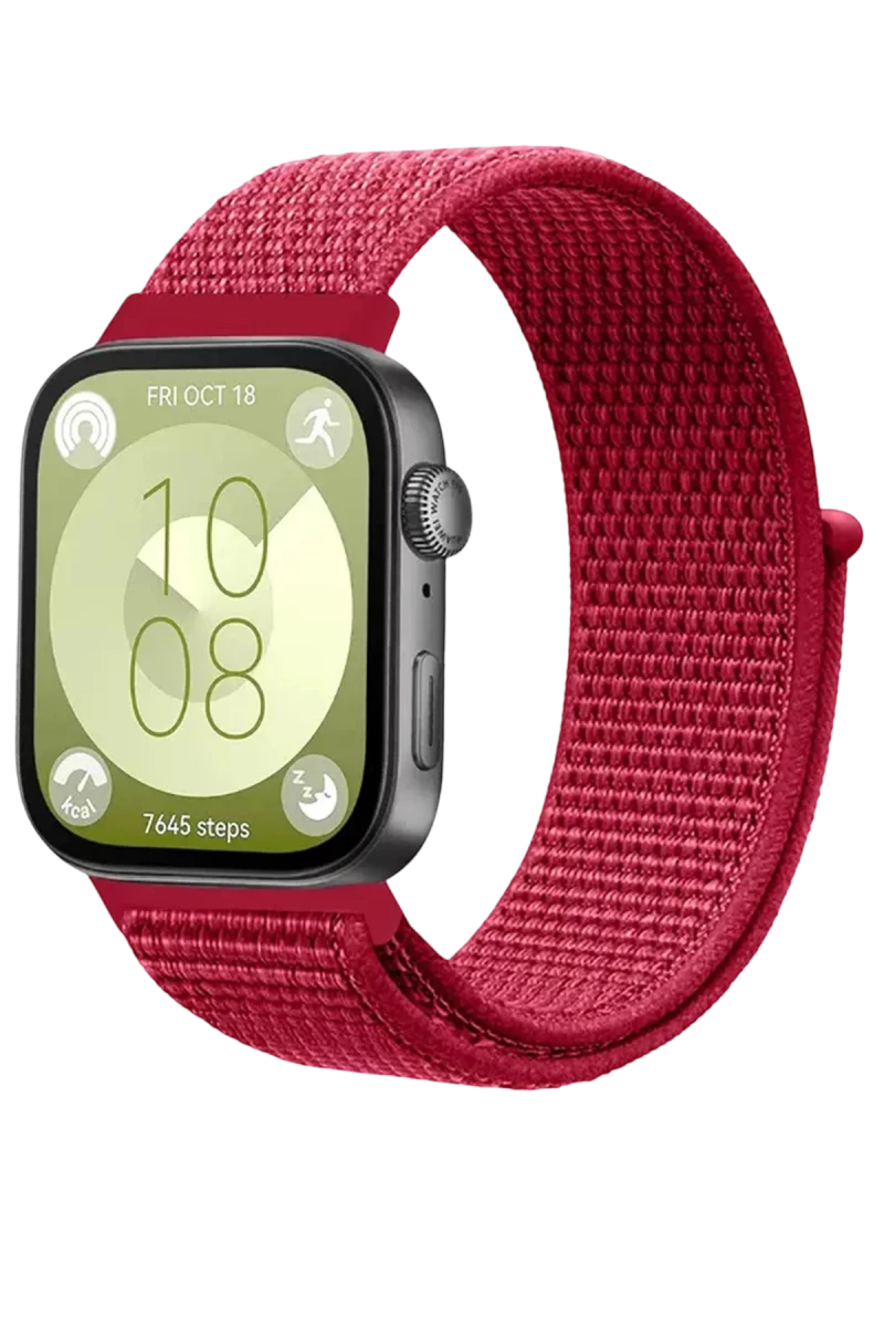 Huawei Fit 4 Hasırlı Cırtcırtlı Kordon - Kırmızı