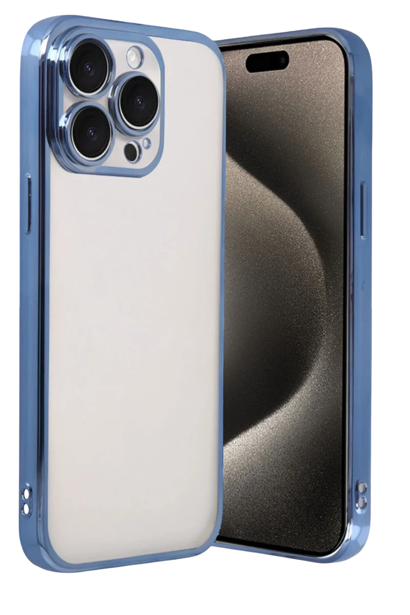 Apple iPhone 15 Pro Max Uyumlu Lensli Silikon - Açık Mavi