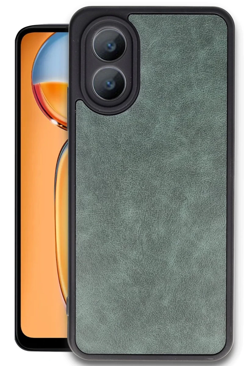 Oppo A38 Uyumlu Kılıf Aras Deri Kapak - Koyu Yeşil