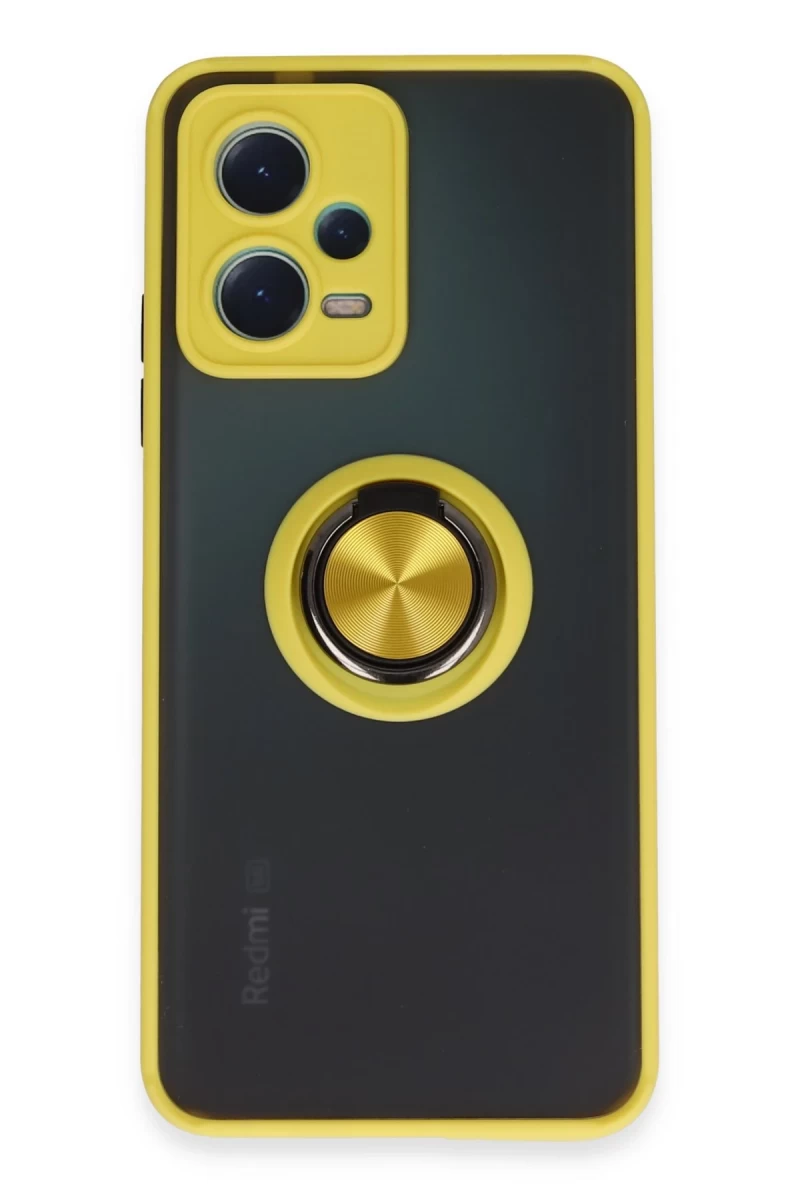 Xiaomi Redmi Note 12 5G Uyumlu Kılıf Montreal Yüzüklü Silikon Kapak - Sarı