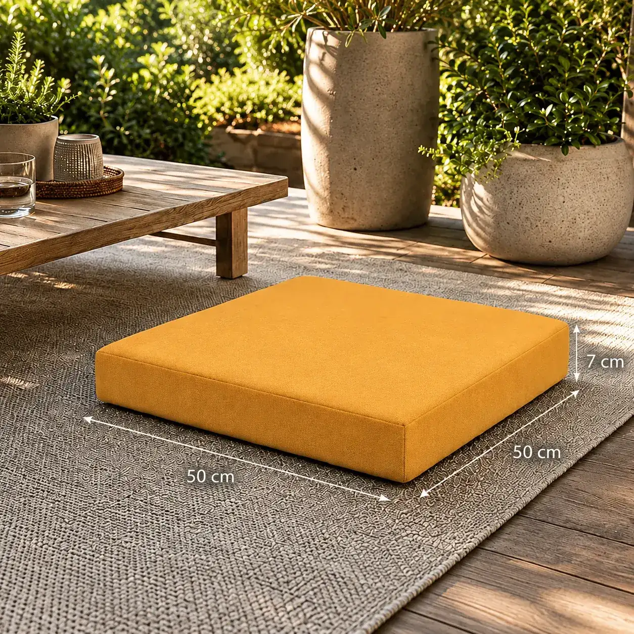 Kare Blok Minder · 50 × 50 × 7 cm | Hardal | Dış mekân