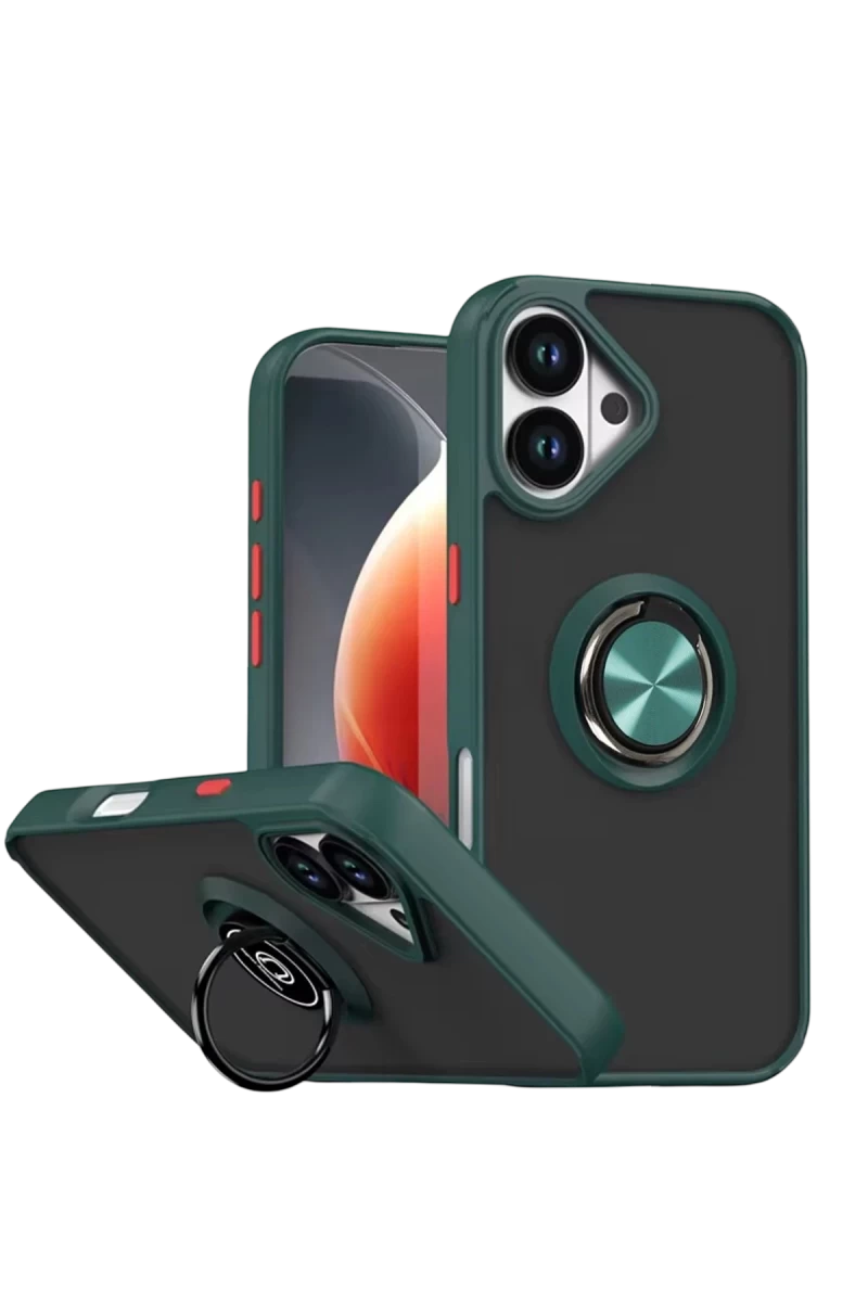 Apple iPhone 17 Uyumlu Montreal Yüzüklü Silikon Kapak - Yeşil