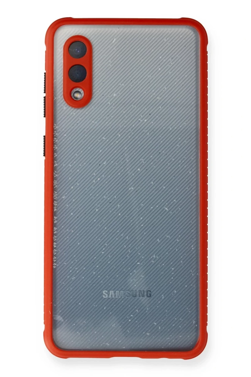 Samsung Galaxy A02 Uyumlu Kılıf Miami Şeffaf Silikon - Kırmızı