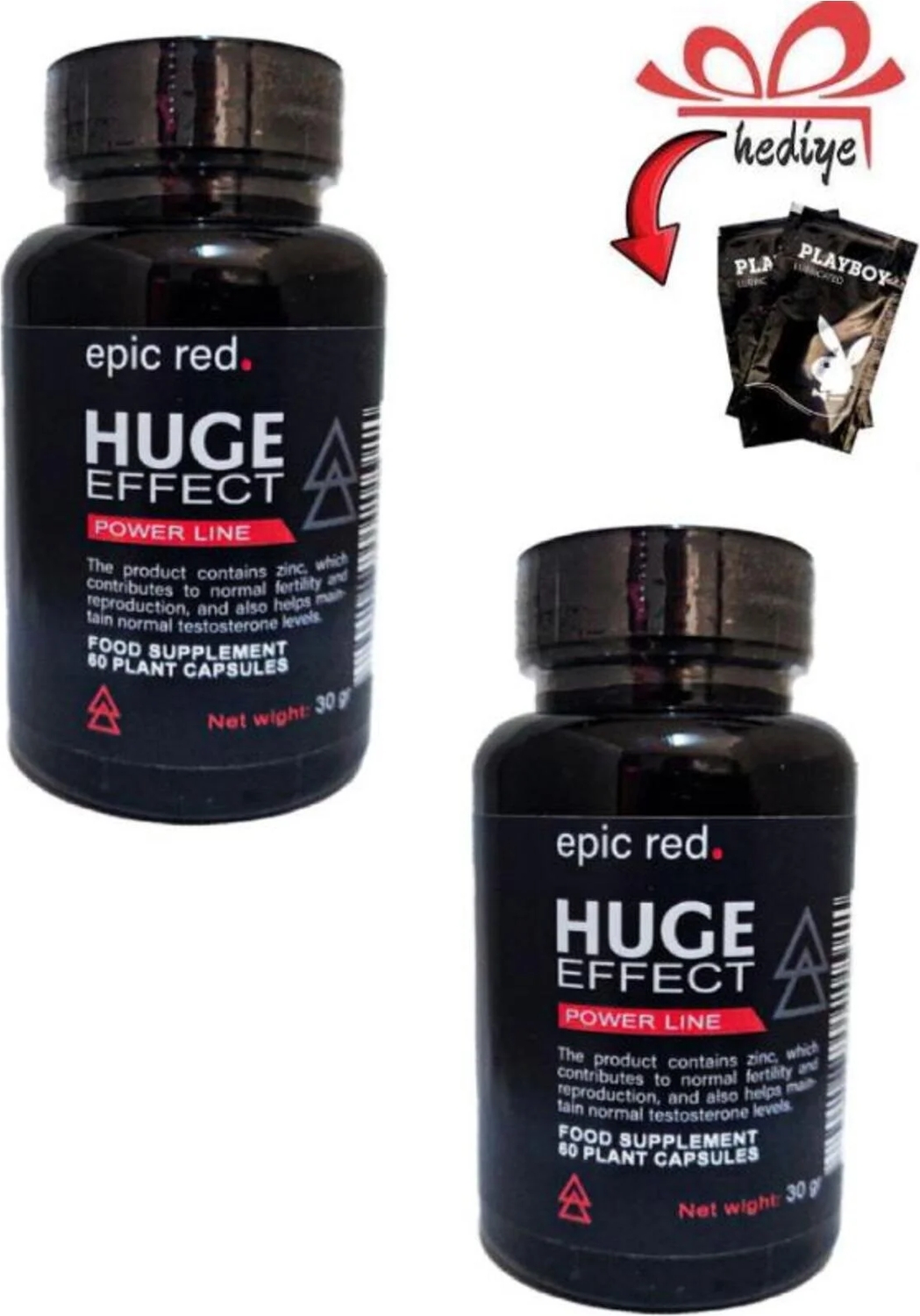 Huge Effect Erkeklere Özel Takviye 60lı x 2 Ad +Kayganlaştırıcı Jelle