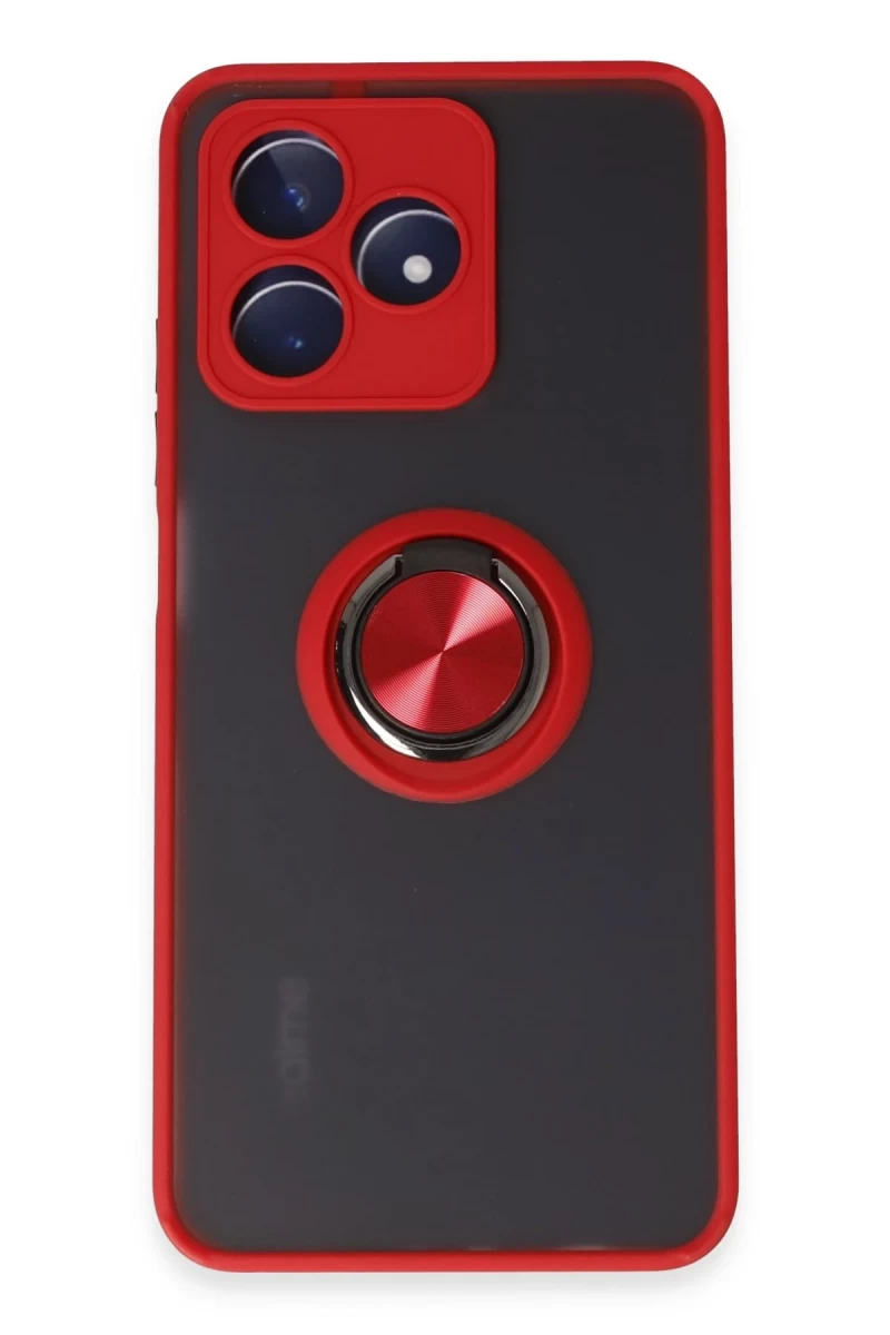 Realme C53 Uyumlu Kılıf Montreal Yüzüklü Silikon Kapak - Kırmızı