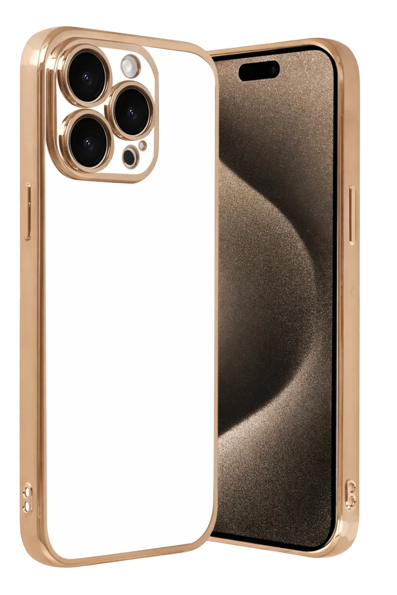 Apple iPhone 15 Pro Max Uyumlu Lensli Silikon - Gold