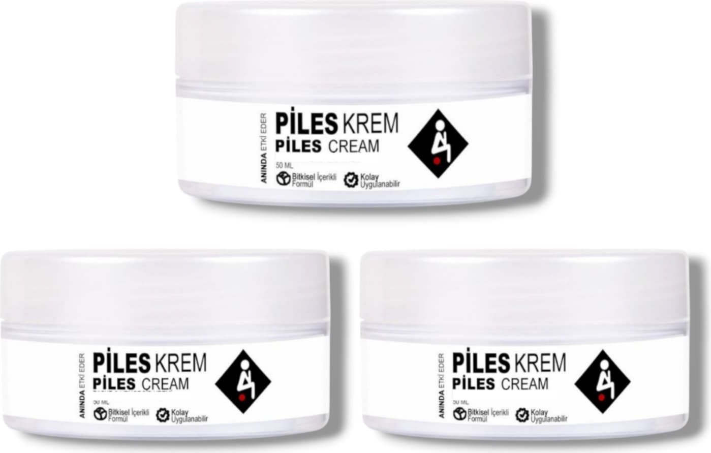 Piles Cream Bitkisel Içerikli Anında Etkili Bakım Kremi 50 ml x 3 Adet