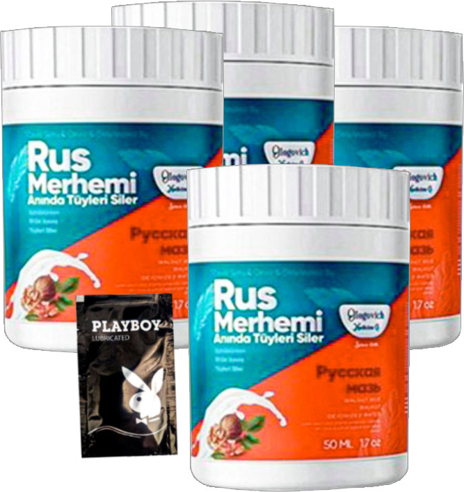 Playboy Turquoise Tüylere Krem 4lü Birden Ceviz & Ceviz Sütü Rus Merhemi 50 ml + Yanında Jel
