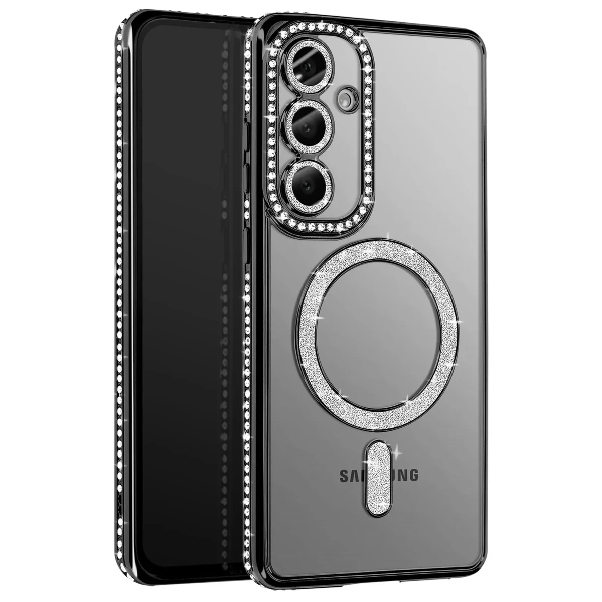 Samsung Galaxy A57 5G Joke Simli Magneticsafe Kılıf - Siyah