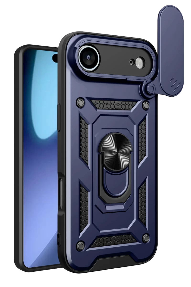 Apple iPhone 17 Air Uyumlu Pars Lens Yüzüklü Silikon - Lacivert