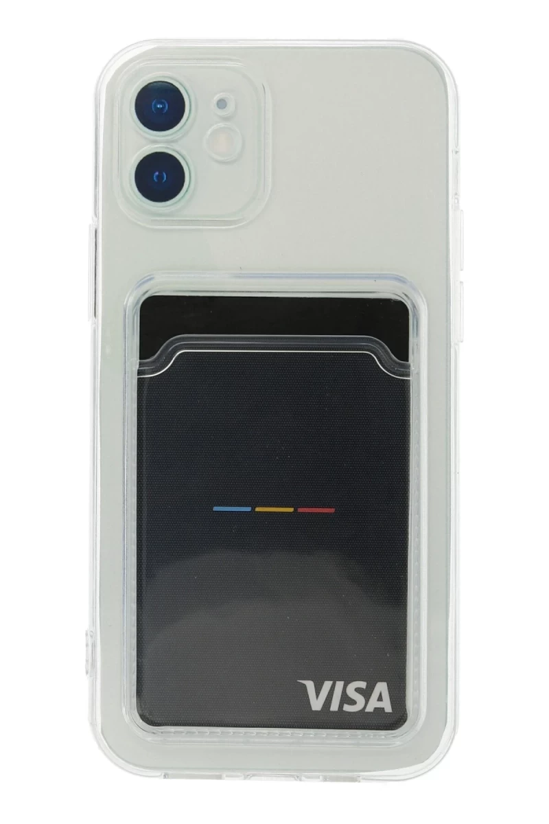 Apple iPhone 12 Uyumlu Kılıf Kart Şeffaf Silikon - Şeffaf