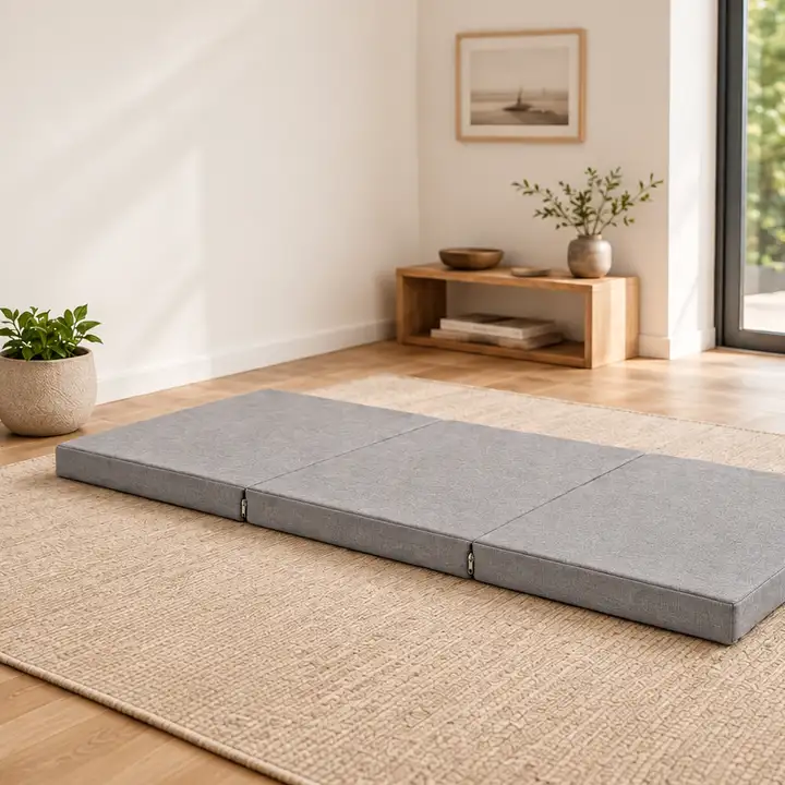 Üç Parçalı Katlanır Minder · 60 × 180 × 7 cm | Gri | İç mekân