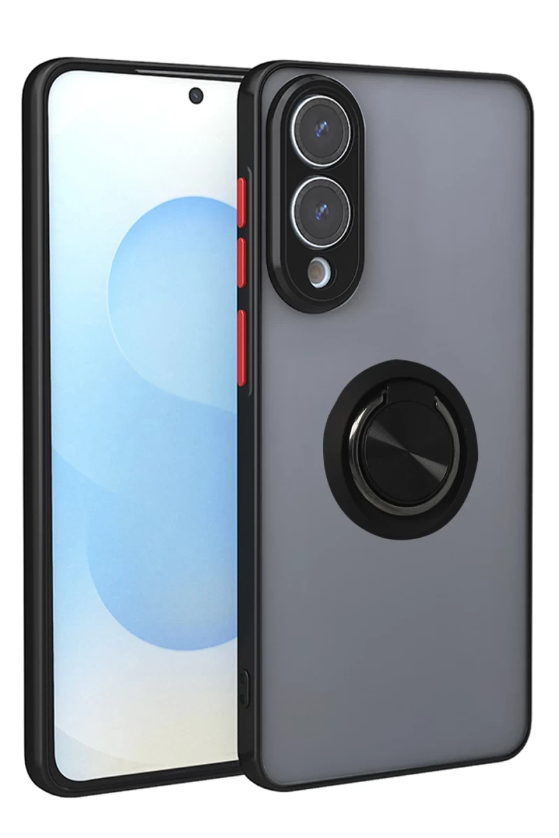 Samsung Galaxy S25 Uyumlu Edge Kılıf Montreal Yüzüklü Silikon Kapak - Siyah