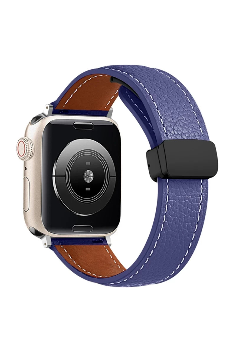 Apple Watch 38mm Uyumlu KR414 Daks Deri Kordon - Lacivert