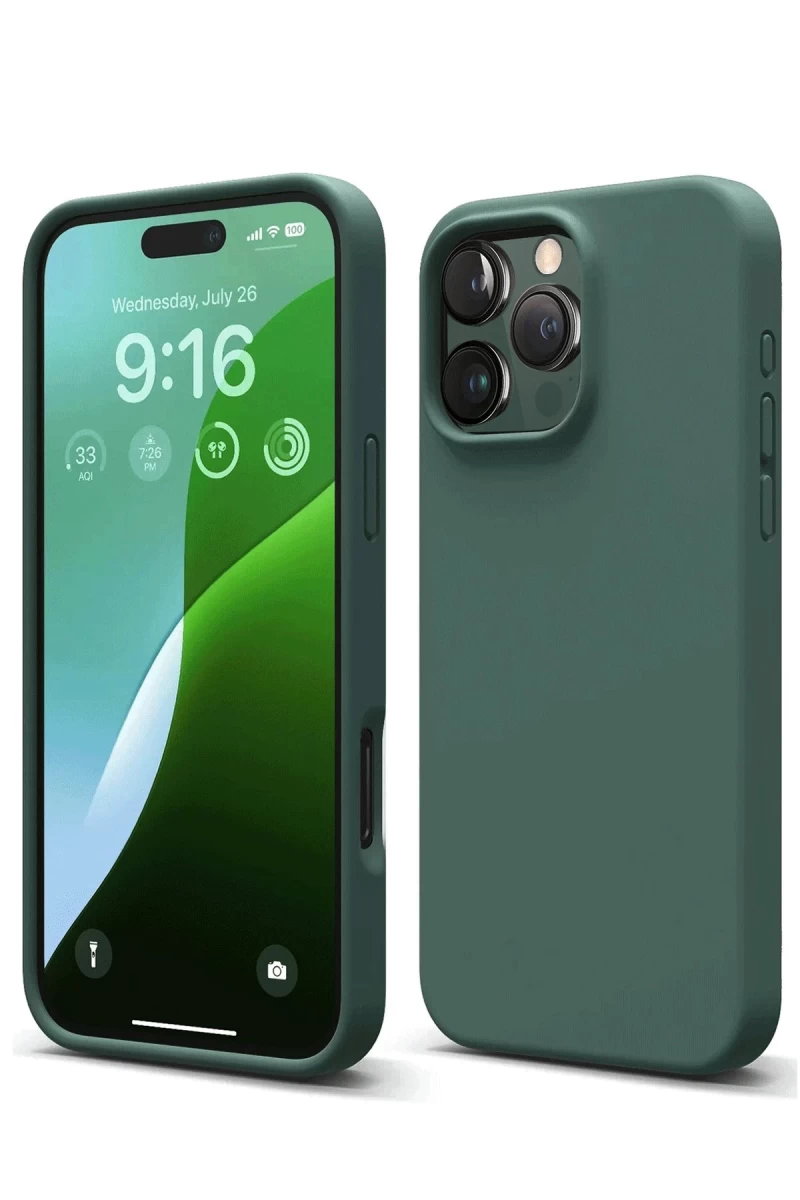 Apple iPhone 16 Pro Uyumlu Kılıf Nano içi Kadife Silikon - Koyu Yeşil