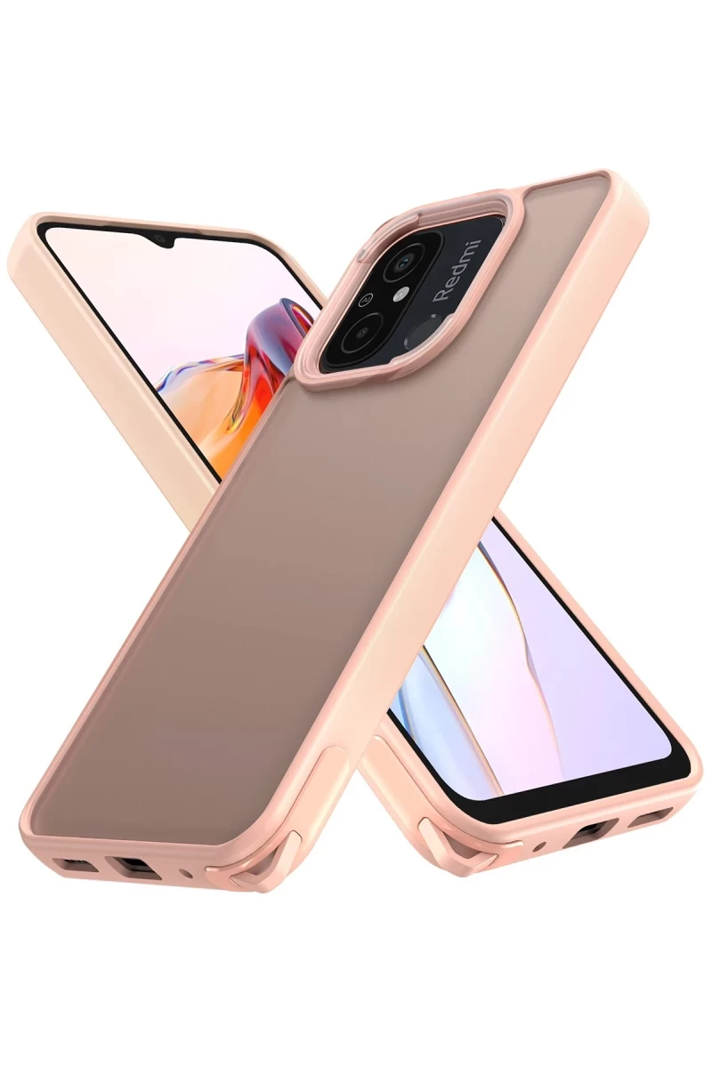 Xiaomi Redmi 12C Uyumlu Kılıf Elegant Kapak - Pudra