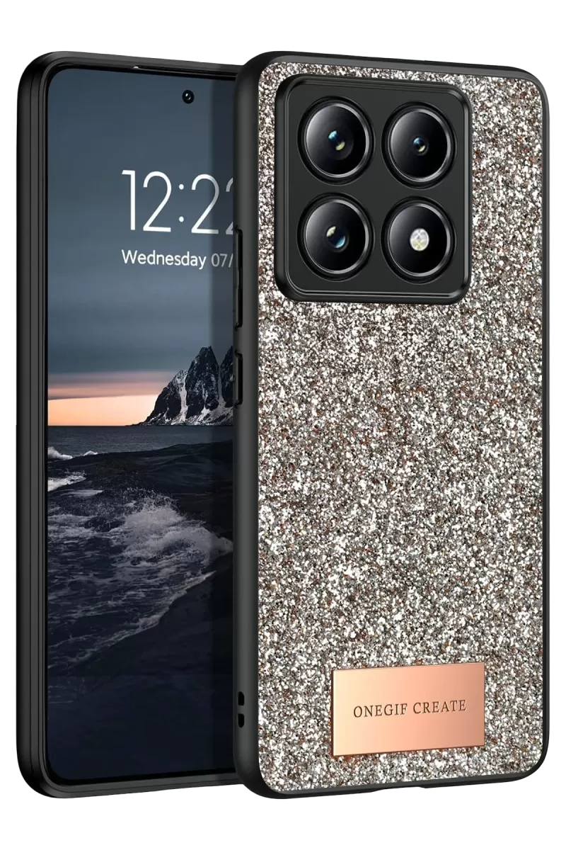 Onegif Xiaomi Mi 14T Pro Uyumlu Bright Simli Kapak - Gold