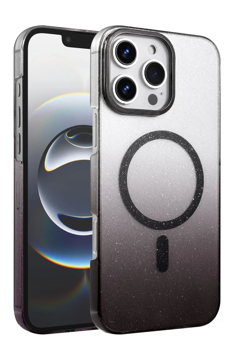 Apple iPhone 16 Pro Uyumlu Glossy Magsafe Kapak - Siyah
