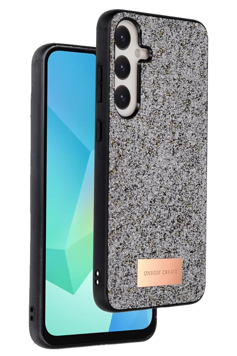Onegif Samsung Galaxy A26 Uyumlu Bright Simli Kapak - Gümüş