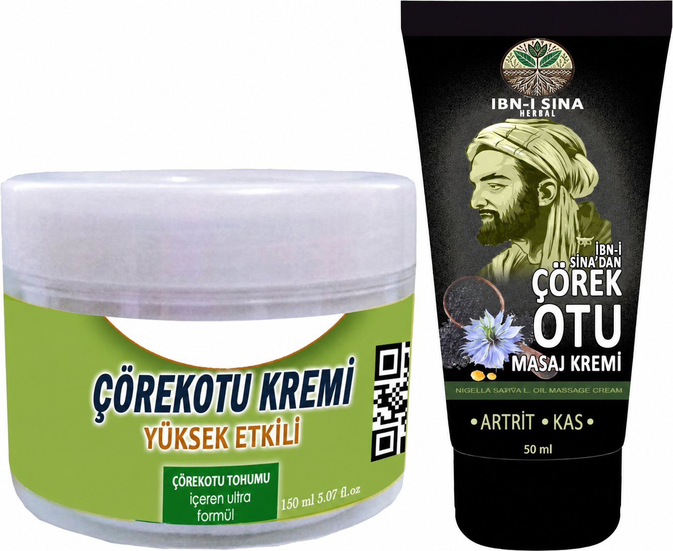 Çörek Otu Kremi Büyük Boy 150 ml Krem + Ibn-I Sina Çörek Otu Kremi 50 ml / Vücut Fitıkagrilarina