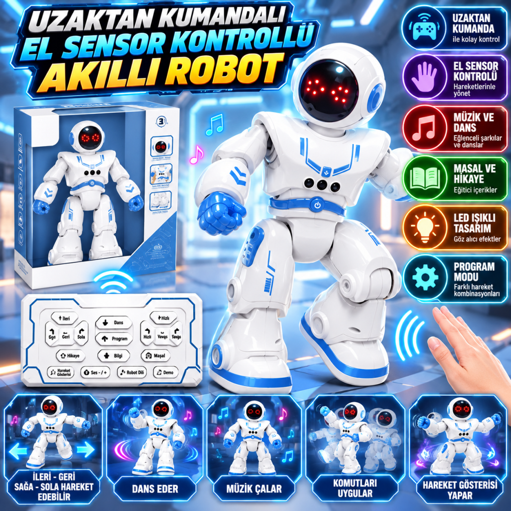 606-34 UZAKTAN KUMANDALI EL SENSOR KONTROLLÜ AKILLI ROBOT