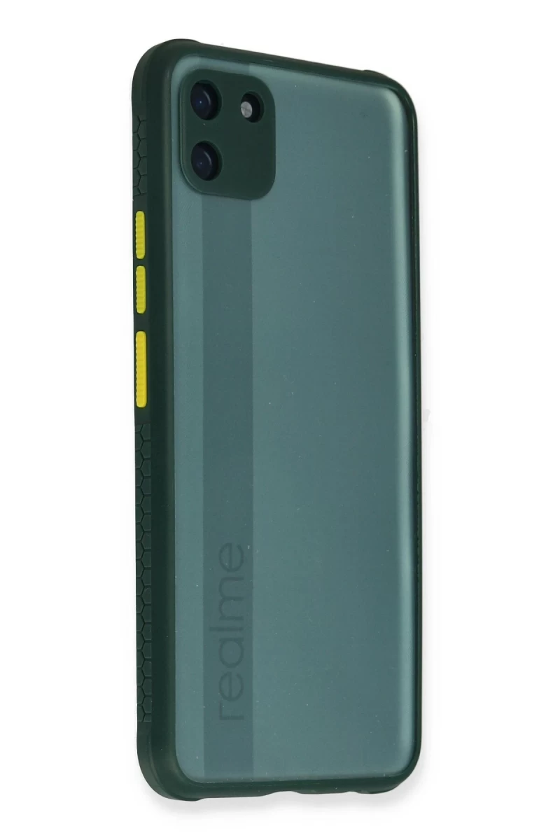 Realme C11 Uyumlu Kılıf Miami Şeffaf Silikon - Koyu Yeşil