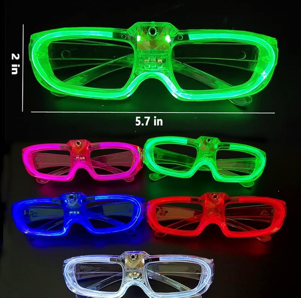 Yeşil LED Işıklı Parti Gözlüğü 3 Modlu ? Glow &amp; Gece Eğlence Gözlüğü
