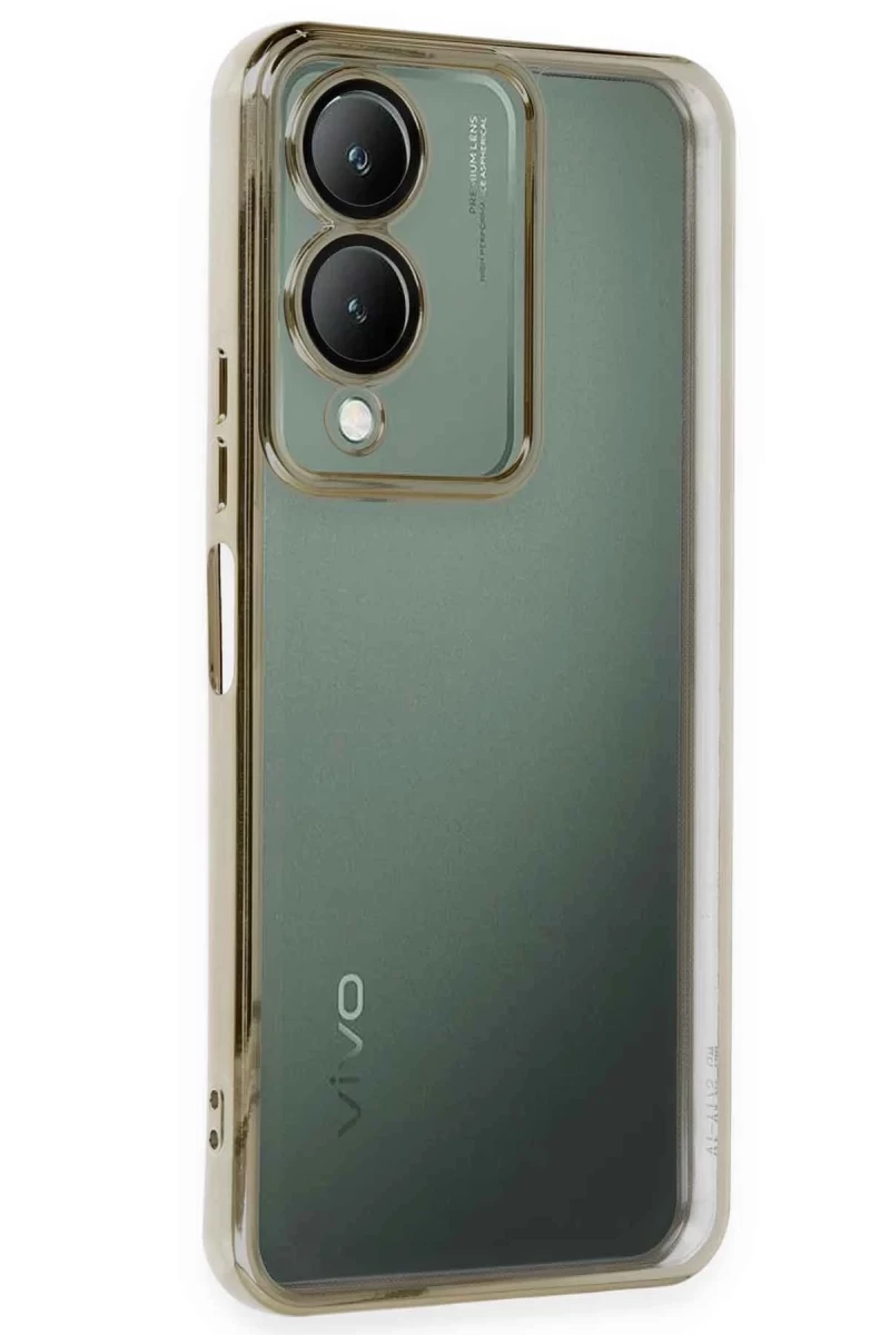 Vivo Y17S Uyumlu Kılıf Lensli Silikon - Gold