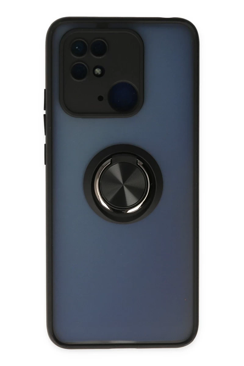Xiaomi Poco C40 Uyumlu Kılıf Montreal Yüzüklü Silikon Kapak - Siyah