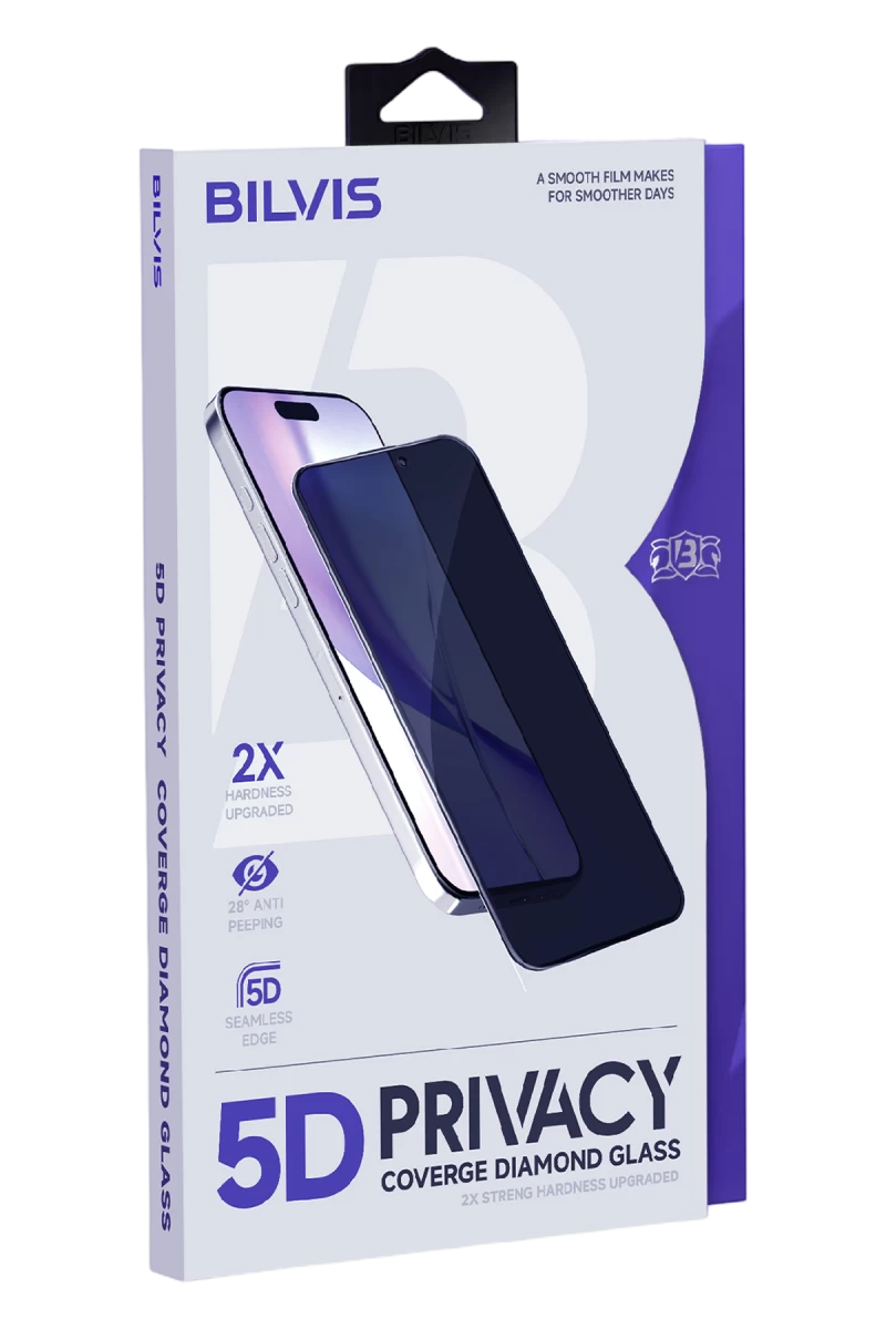 Apple iPhone 17 Pro Max Uyumlu Bilvis 5D Privacy Diamond Hayalet Cam Ekran Koruyucu