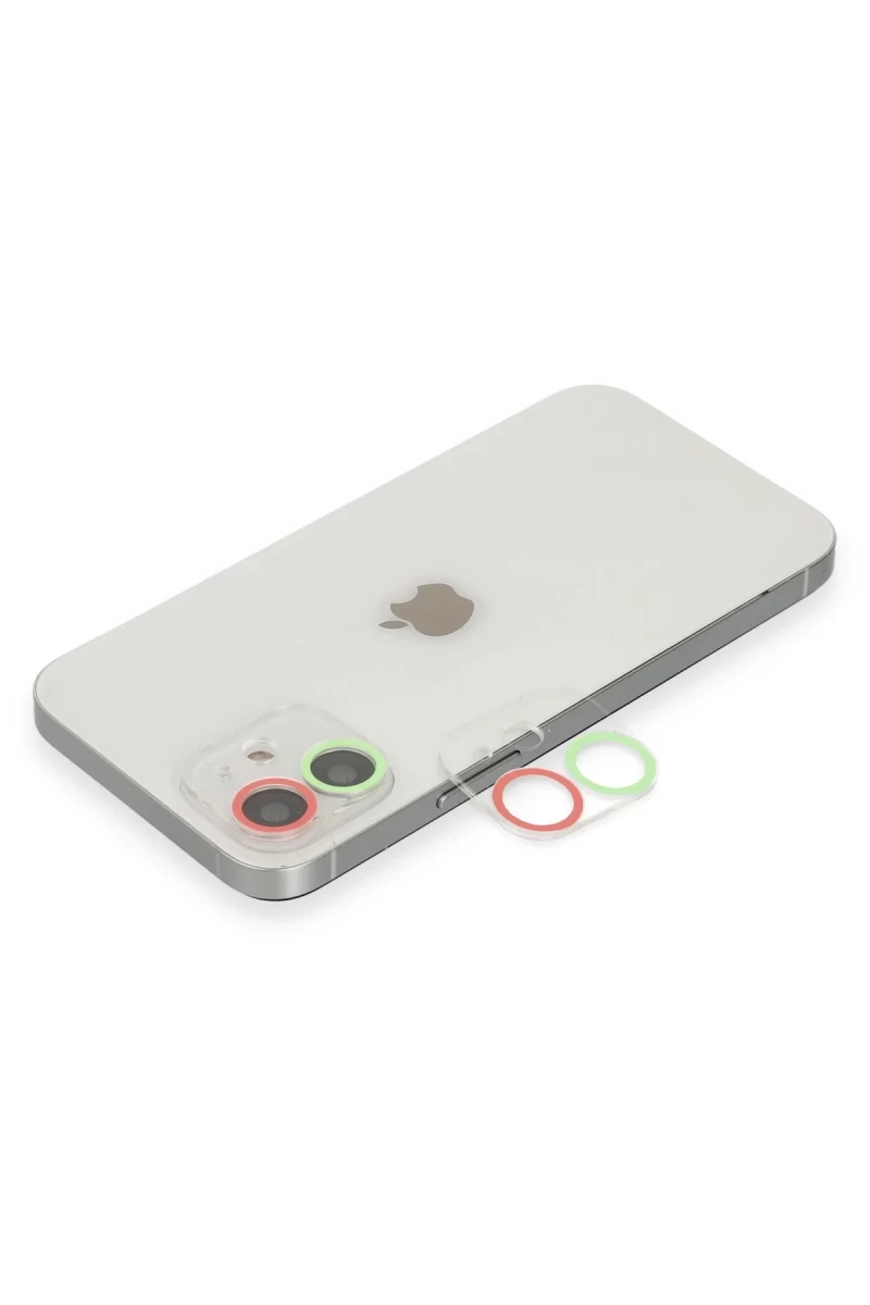 Apple iPhone 11 Uyumlu Renkli Kamera Lens Koruma Cam - Yeşil-Pembe