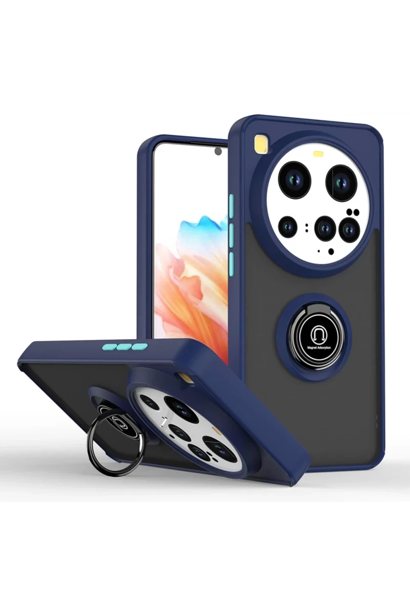 Xiaomi Mi 15 Ultra Uyumlu Kılıf Montreal Yüzüklü Silikon Kapak - Lacivert