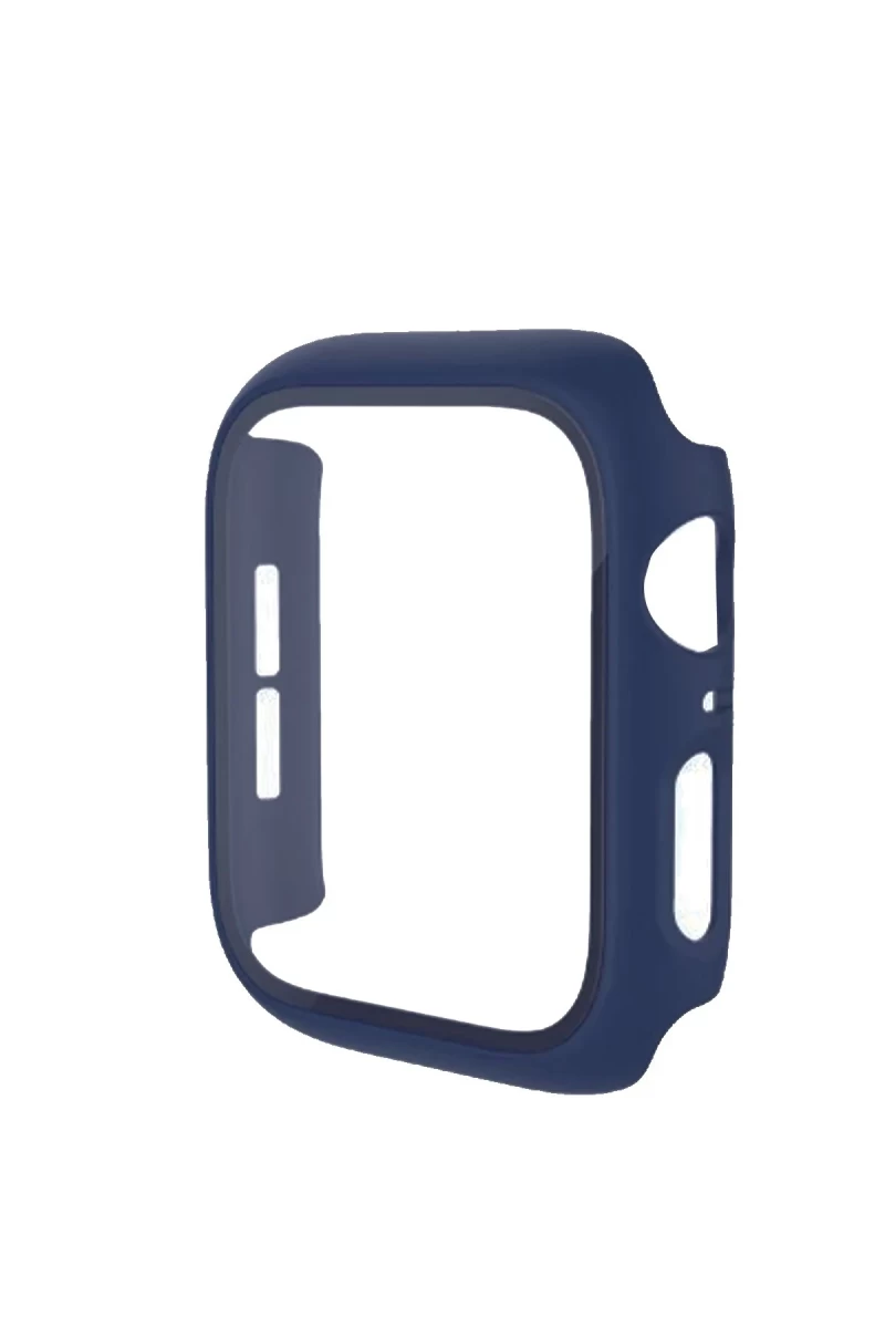 Apple Watch 41mm Uyumlu Camlı Kasa Ekran Koruyucu - Mavi