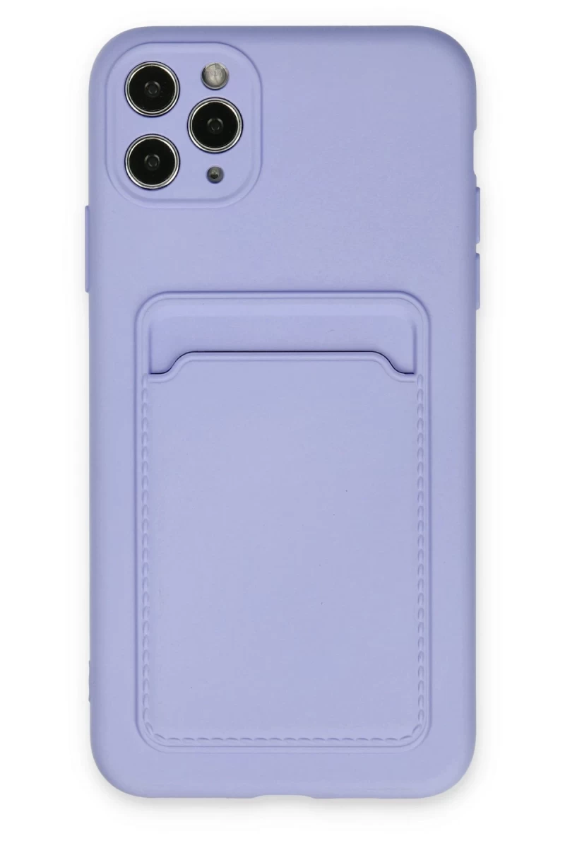 Apple iPhone 11 Pro Max Uyumlu Kılıf Kelvin Kartvizitli Silikon - Lila